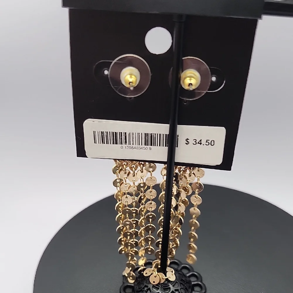 White House Black Market Gold and Red Chain Earrings